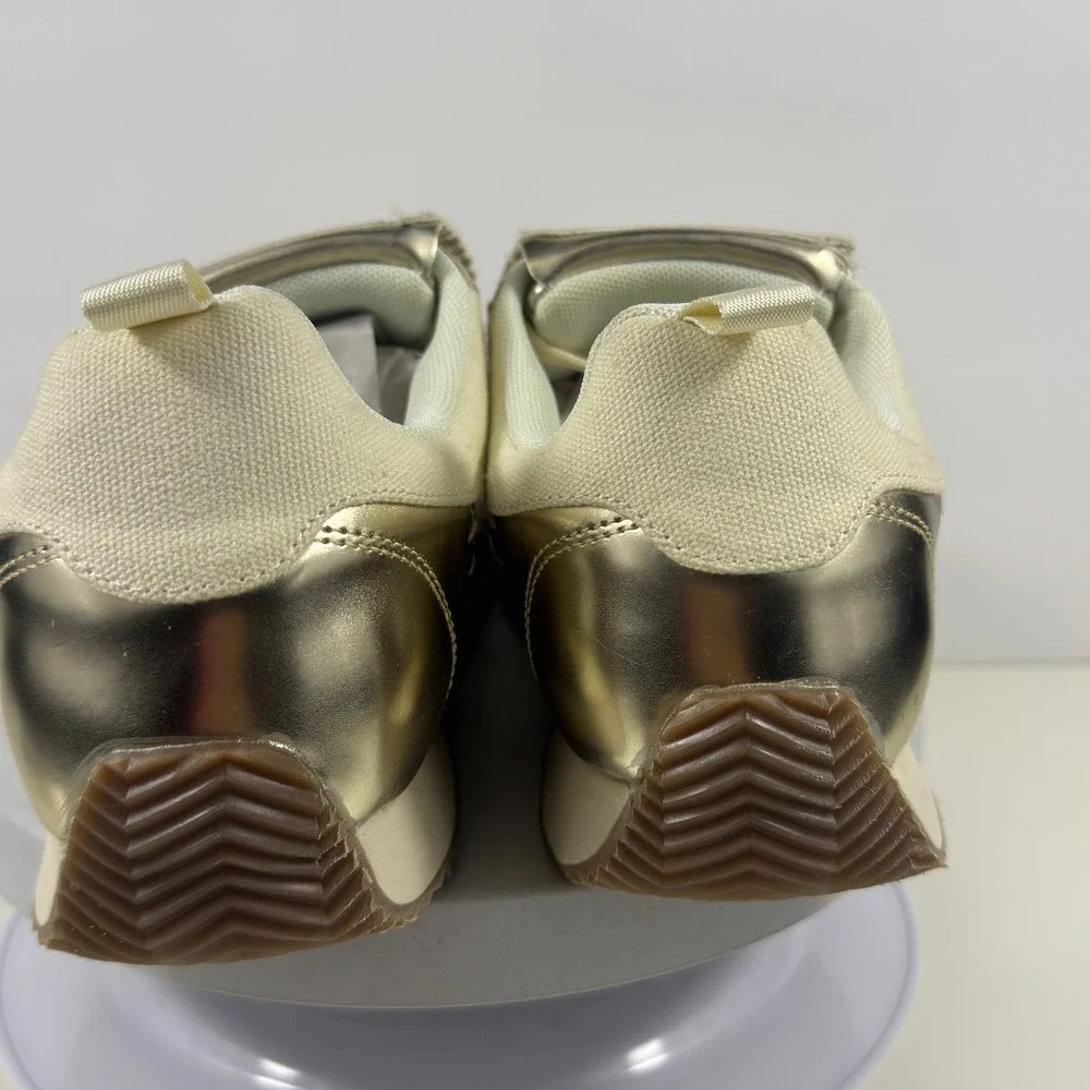 Toddlluby Women's‎ Sneakers Gold Metallic Lace Up Fashion Shoes Size 9 EU40